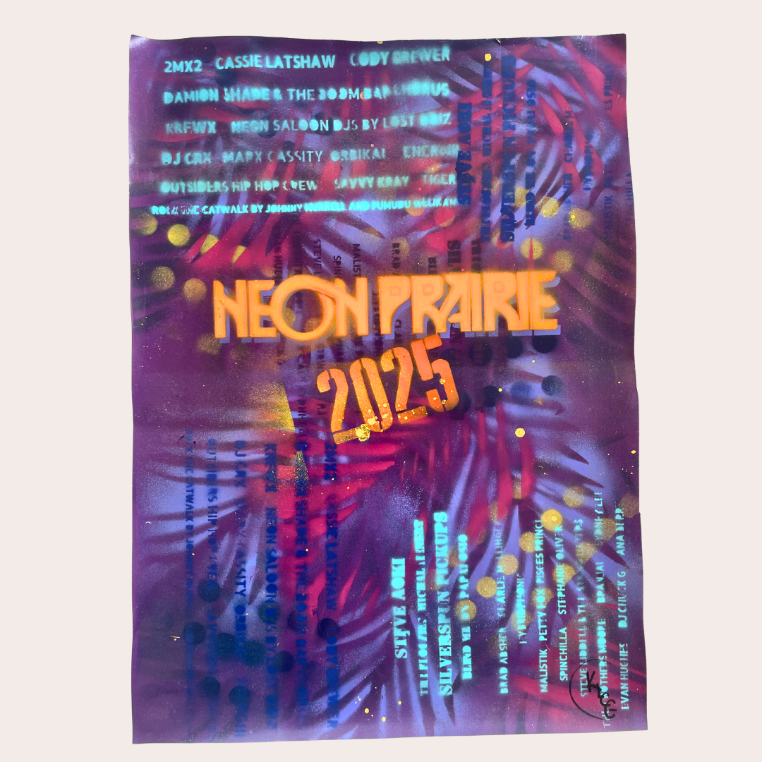 Neon Prairie Music Festival Hand Painted Posters 2025, 22"x16" Vinyl Limited Edition