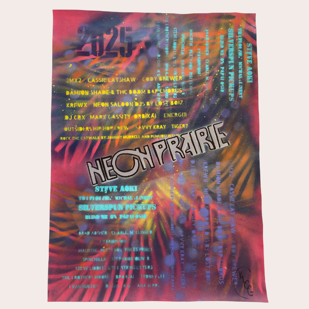 Neon Prairie Music Festival Hand Painted Posters 2025, 22"x16" Vinyl Limited Edition