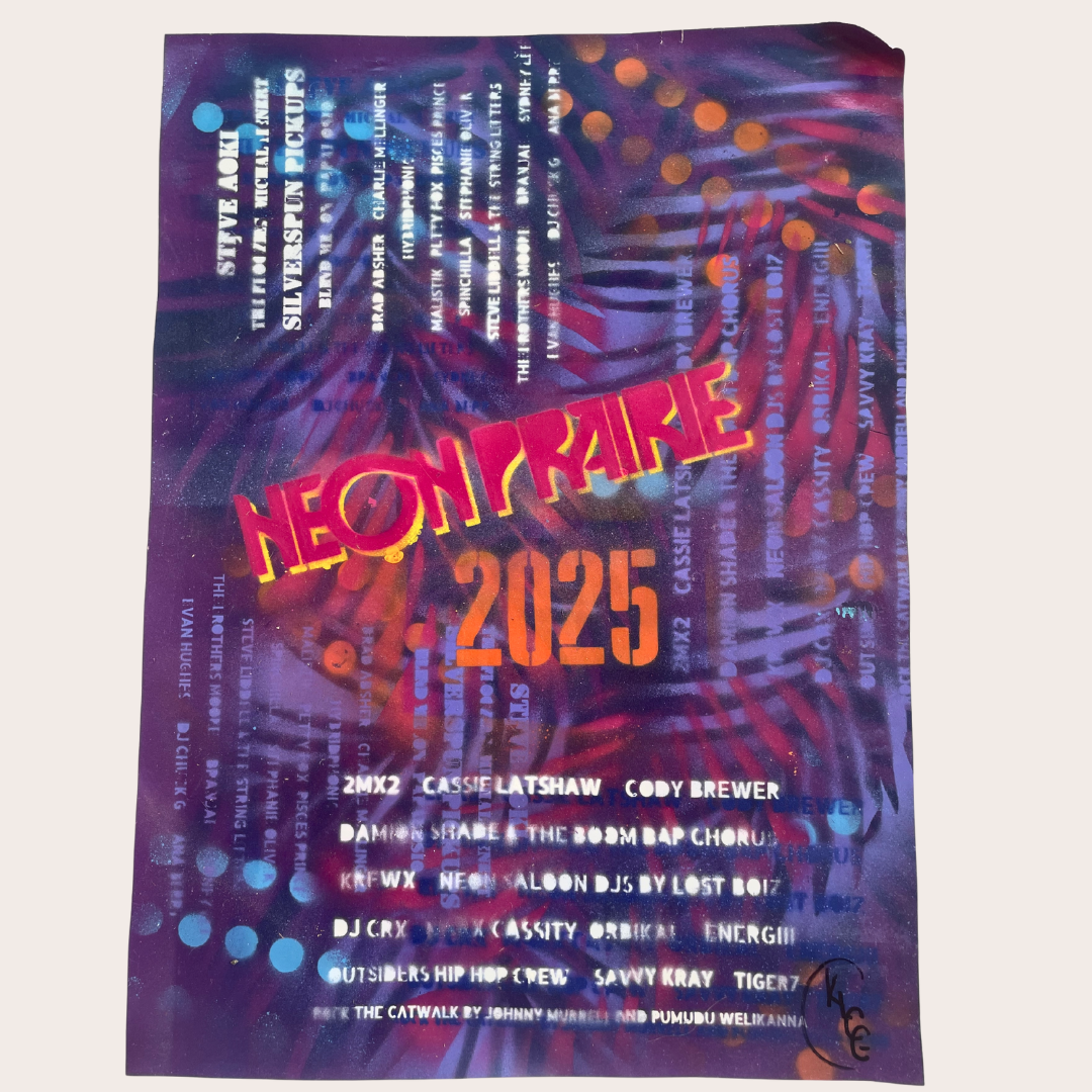 Neon Prairie Music Festival Hand Painted Posters 2025, 22"x16" Vinyl Limited Edition