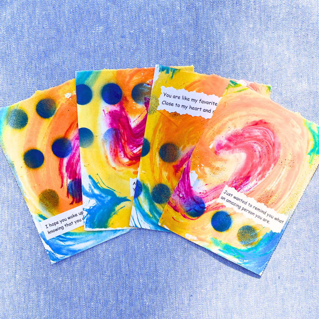 Good Vibes Snail Mail- Set of 4 Handpainted Cards with Envelopes, A