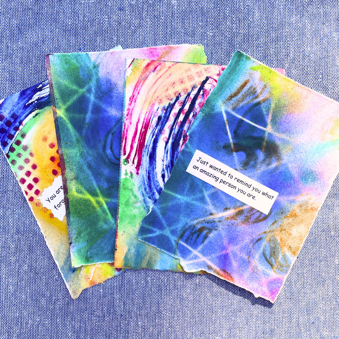 Good Vibes Snail Mail- Set of 4 Handpainted Cards with Envelopes, H
