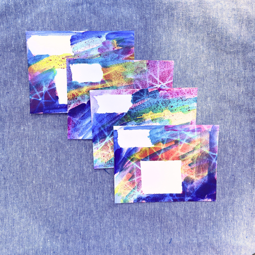 Good Vibes Snail Mail- Set of 4 Handpainted Cards with Envelopes, J