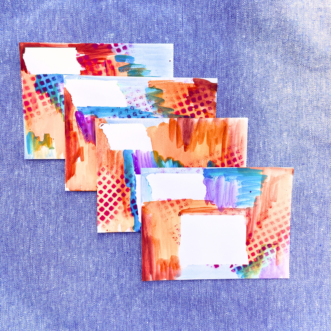 Good Vibes Snail Mail- Set of 4 Handpainted Cards with Envelopes, G
