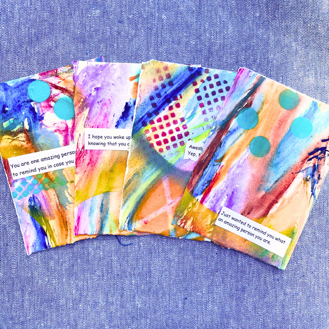 Good Vibes Snail Mail- Set of 4 Handpainted Cards with Envelopes, G
