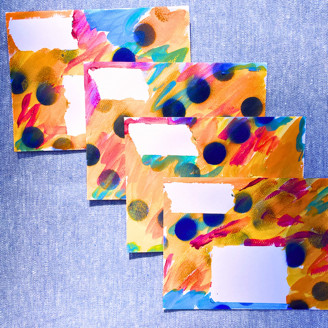 Good Vibes Snail Mail- Set of 4 Handpainted Cards with Envelopes, A