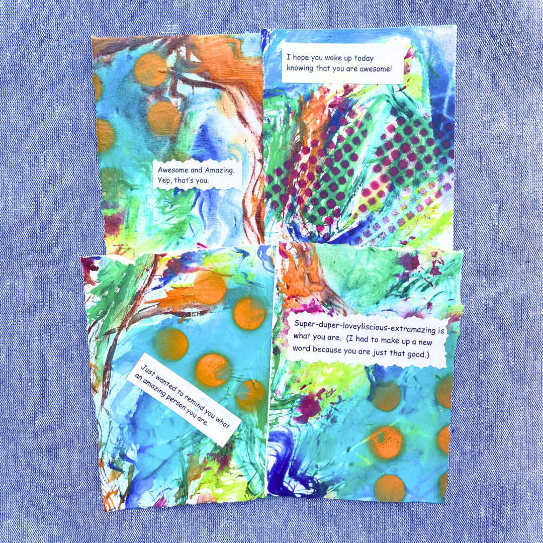 Good Vibes Snail Mail- Set of 4 Handpainted Cards with Envelopes, F