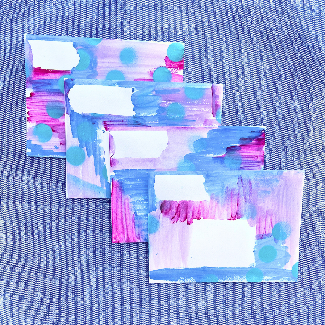 Good Vibes Snail Mail- Set of 4 Handpainted Cards with Envelopes, I