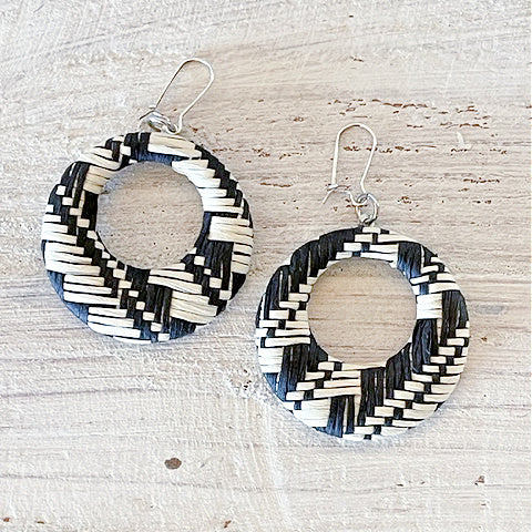Black and White Woven Earrings