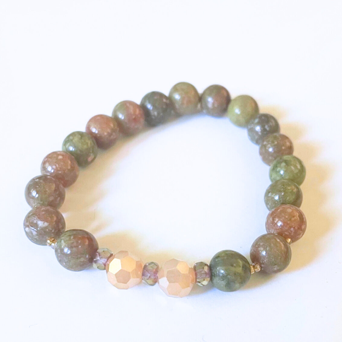 Healing Energy Balancing Unakite Stretchy Bracelet