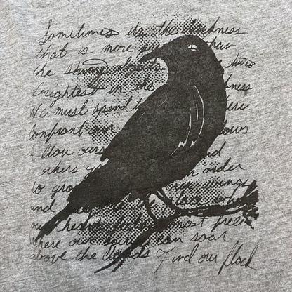Gray Tank, Sleeveless Shirt with Crow Design