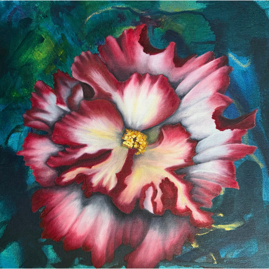 "Appreciation" | Original Pink Begonia Floral Art, 10"x10"