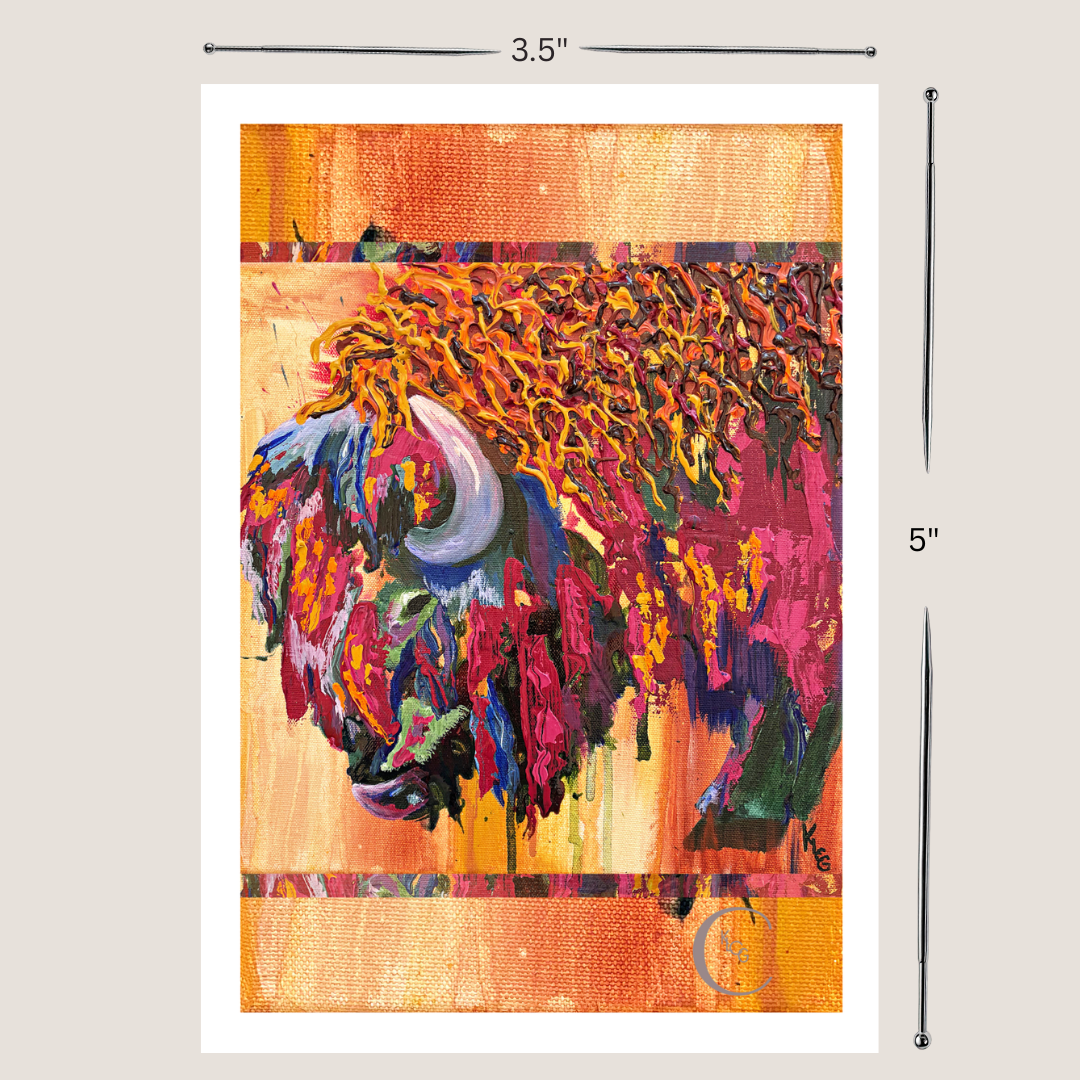 Textured Bison, Collectible Mini Print | Wildlife Art