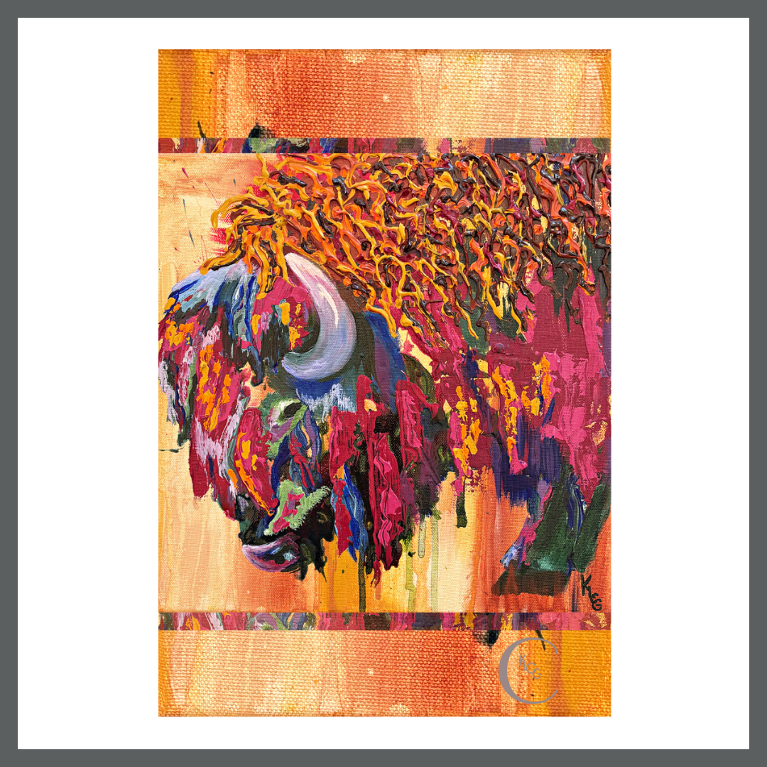Textured Bison, Collectible Mini Print | Wildlife Art