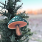 Wooden Handpainted Mushroom Ornaments- Blue