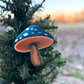 Wooden Handpainted Mushroom Ornaments- Blue