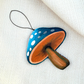 Wooden Handpainted Mushroom Ornaments- Blue