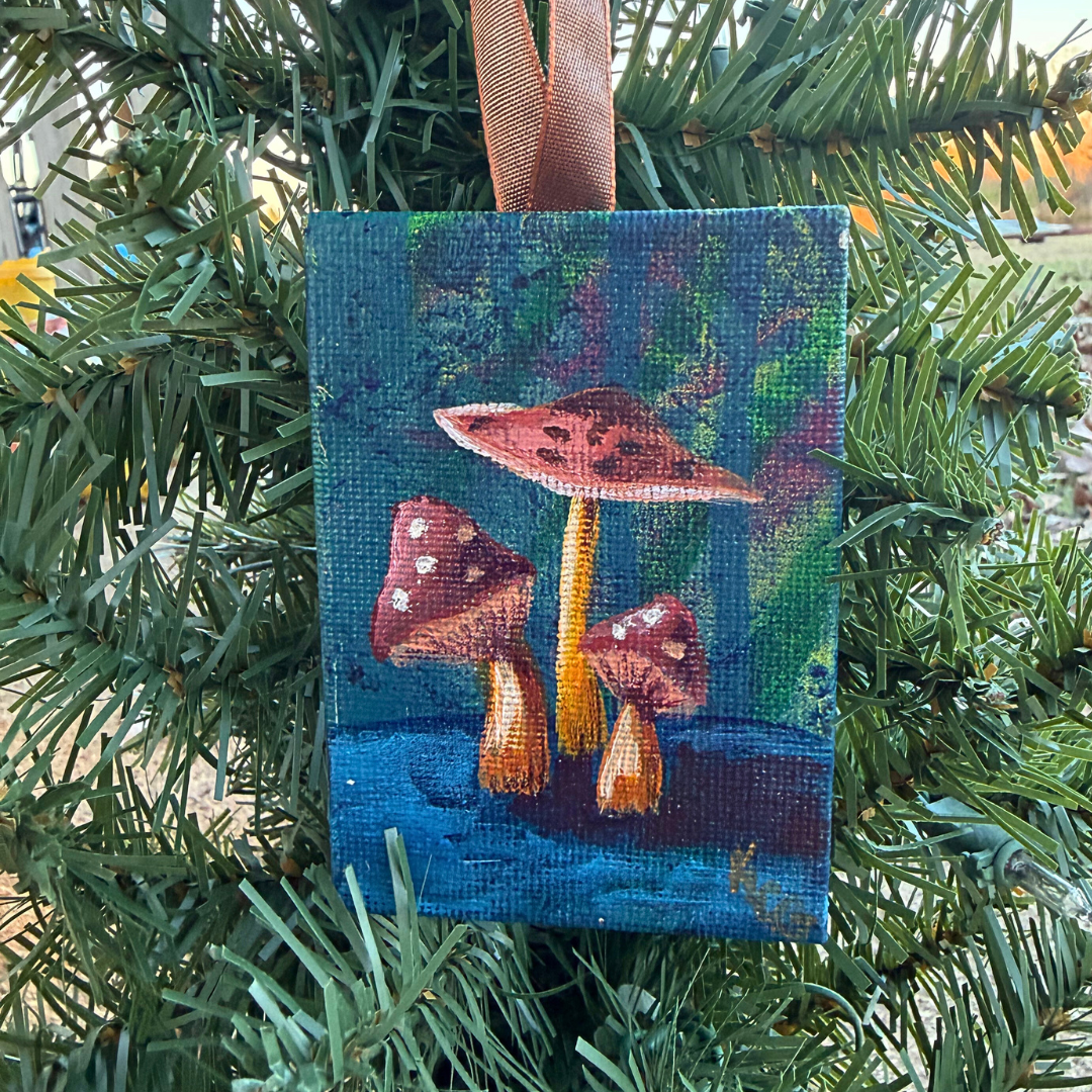 Shroom Love-Ornaments-Mini Paintings-Brown Mushroom Edition