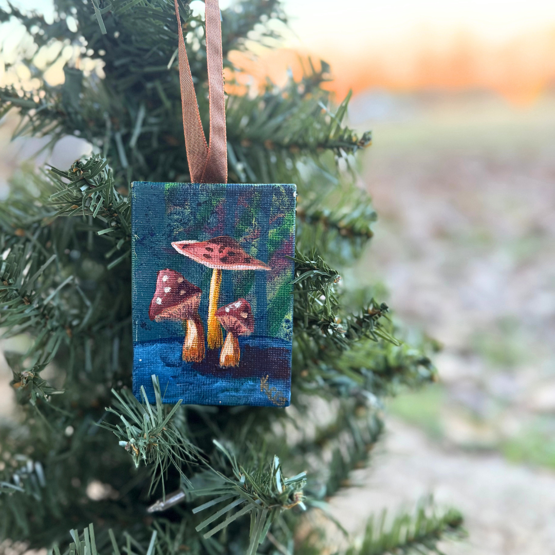 Shroom Love-Ornaments-Mini Paintings-Brown Mushroom Edition