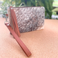 Brown and White Blend Fur Cowhide Wristlet Clutch with Tassle,