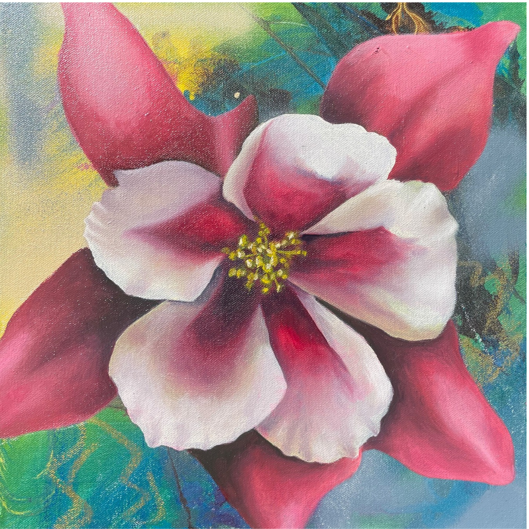 "Columbine" | Original Mixed Media Floral Painting | Katy Casillas-Gray