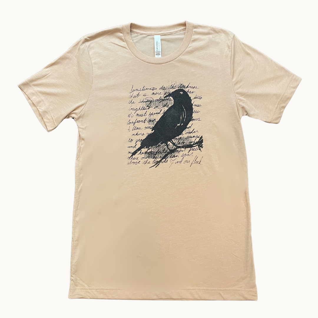 Beige Crow Short Sleeve T-shirt