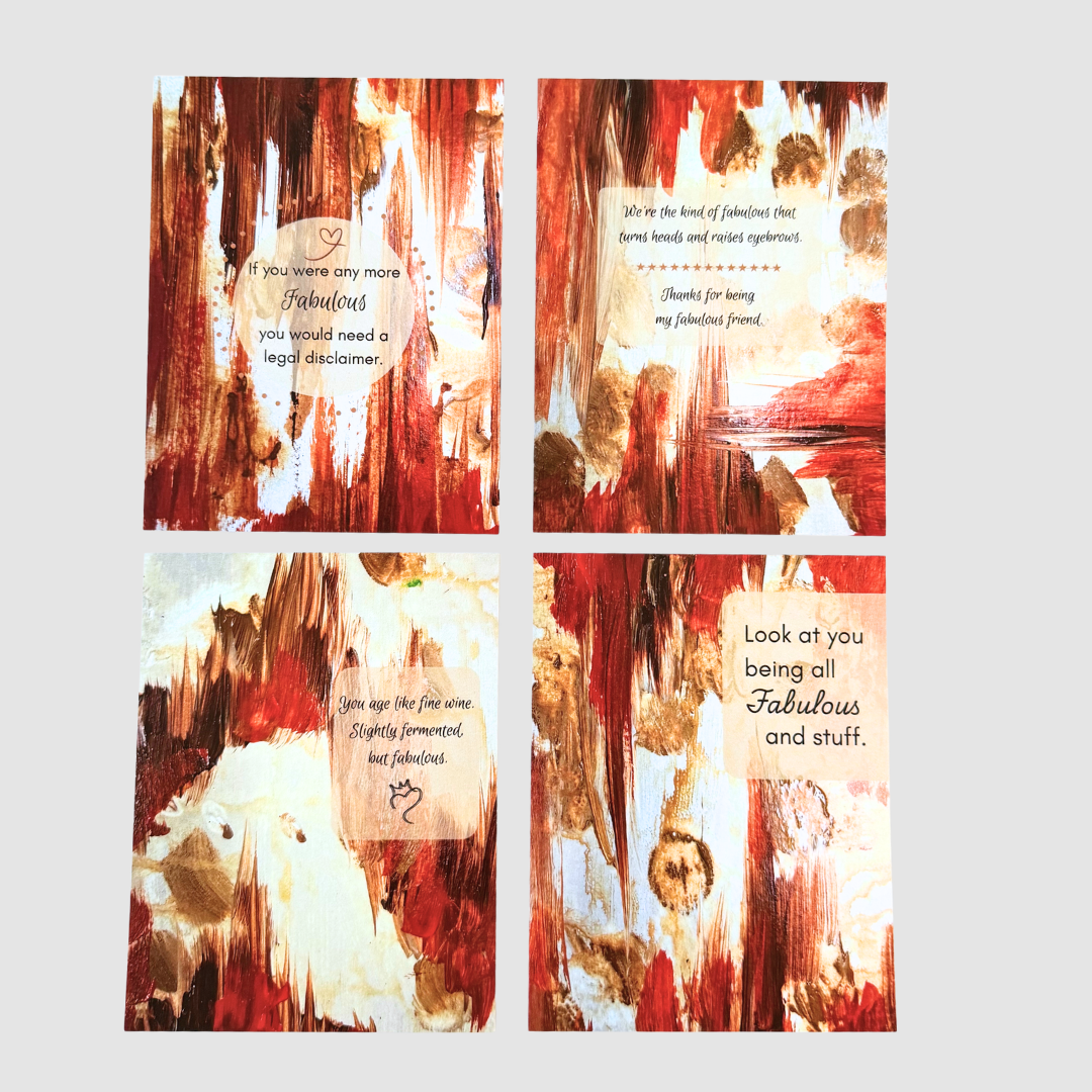 Good Vibes Snail Mail- Set of Four Artist Painted Cards, Fabulous Pack