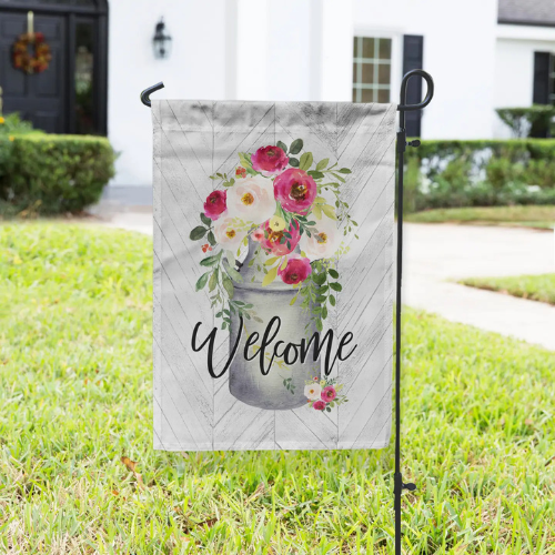 Welcome Garden Flag, Flowers in a Jug