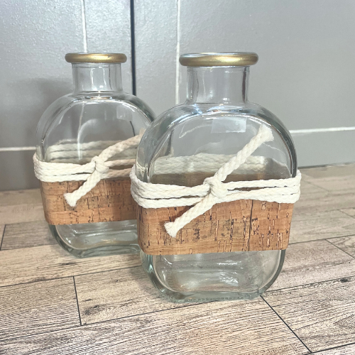 Glass Propagation Vases with Cork Fabric & Rope Embellishments