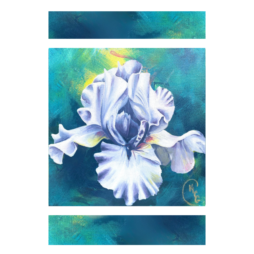 "Encouragement", Collectible Mini Print | Floral Art, Iris Painting