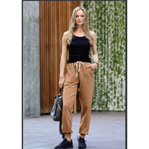 Jogger Pants with Pockets, Mocha Color