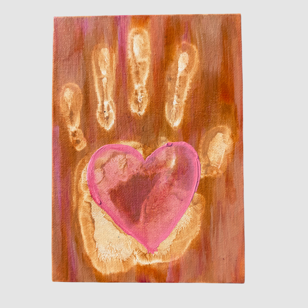 Sending Love, Hand & Heart Painting, Original Artwork