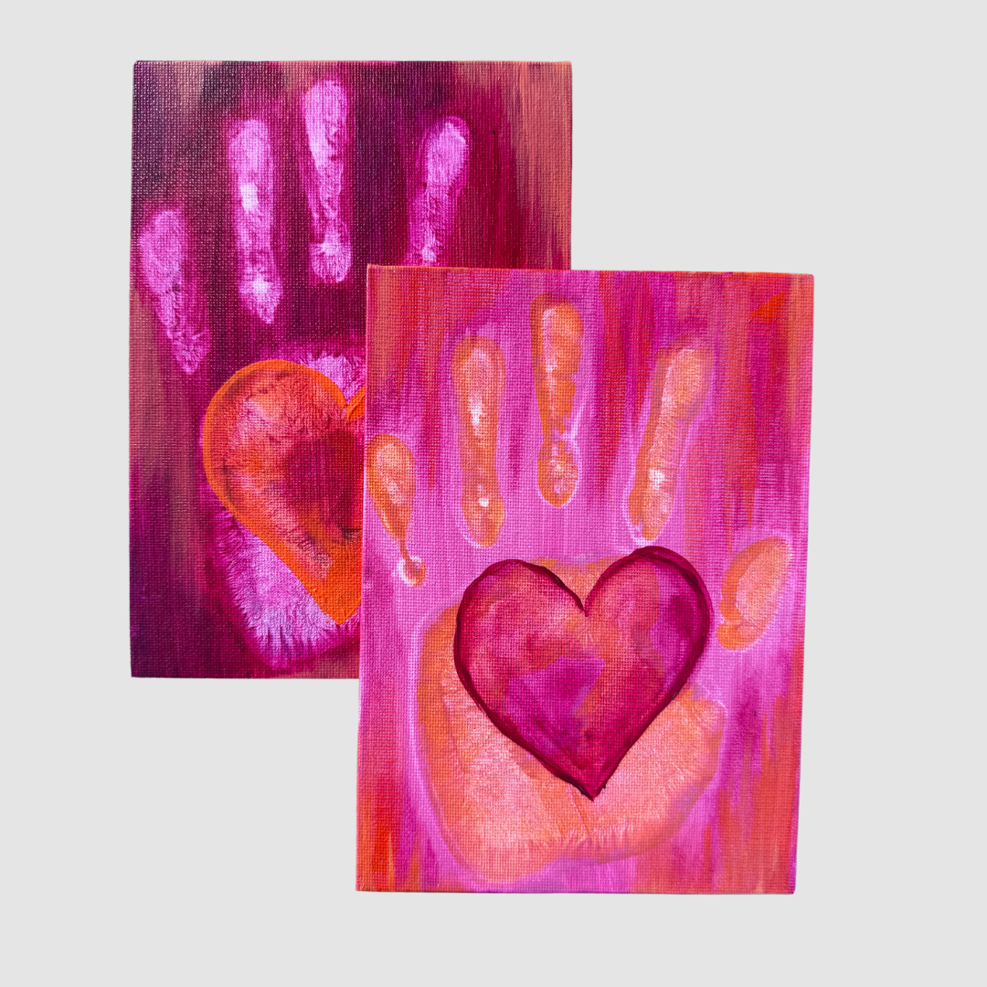 Sending Love, Hand & Heart Painting, Original Artwork