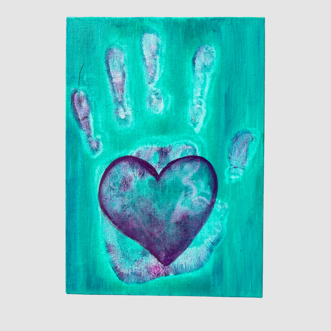 Sending Love, Hand & Heart Painting, Original Artwork