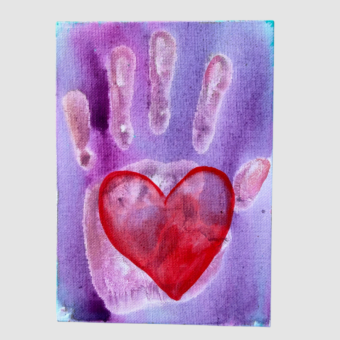 Sending Love, Hand & Heart Painting, Original Artwork