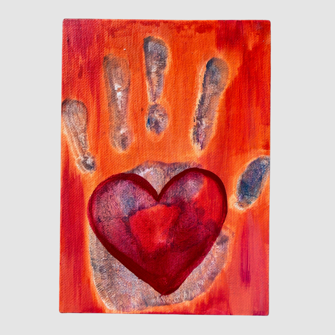Sending Love, Hand & Heart Painting, Original Artwork