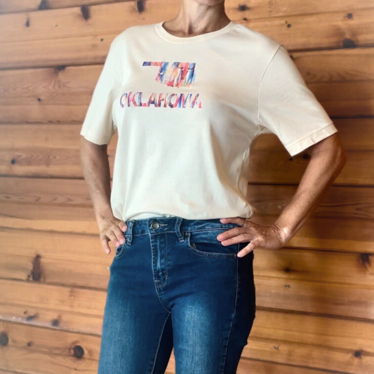 Oklahoma Cream Colored Short Sleeve T-shirt