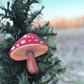 Wooden Handpainted Mushroom Ornaments- Red