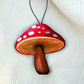Wooden Handpainted Mushroom Ornaments- Red