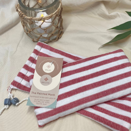 Flaxseed and Rice Eye Pillow - Red and White Stripes