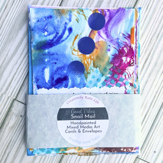 Good Vibes Snail Mail- Set of 4 Handpainted Cards with Envelopes, I