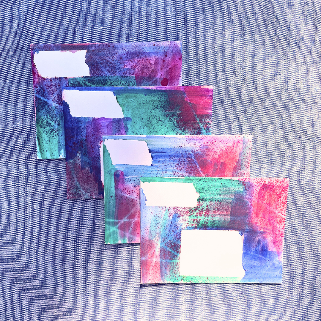 Good Vibes Snail Mail- Set of 4 Handpainted Cards with Envelopes, H