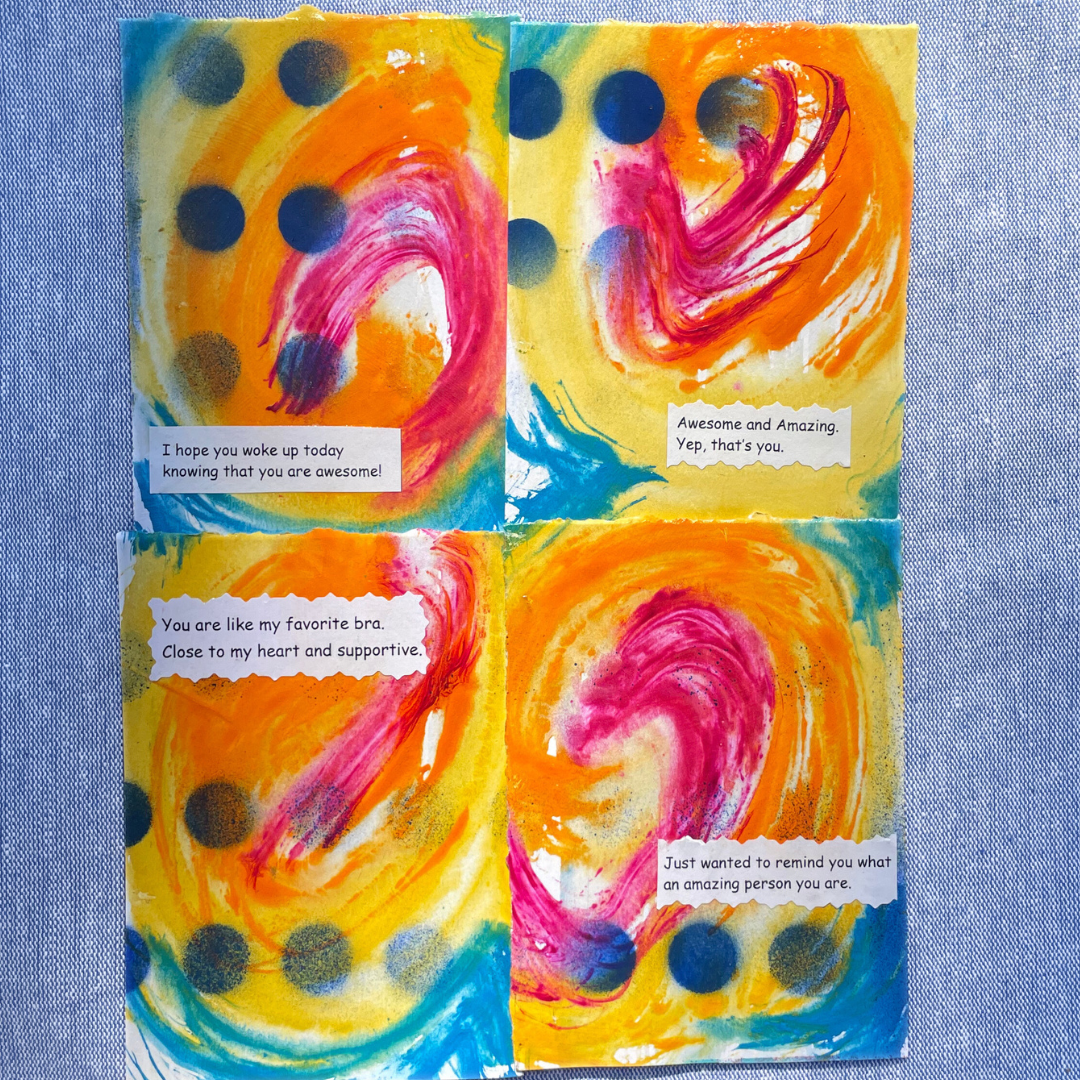 Good Vibes Snail Mail- Set of 4 Handpainted Cards with Envelopes, A