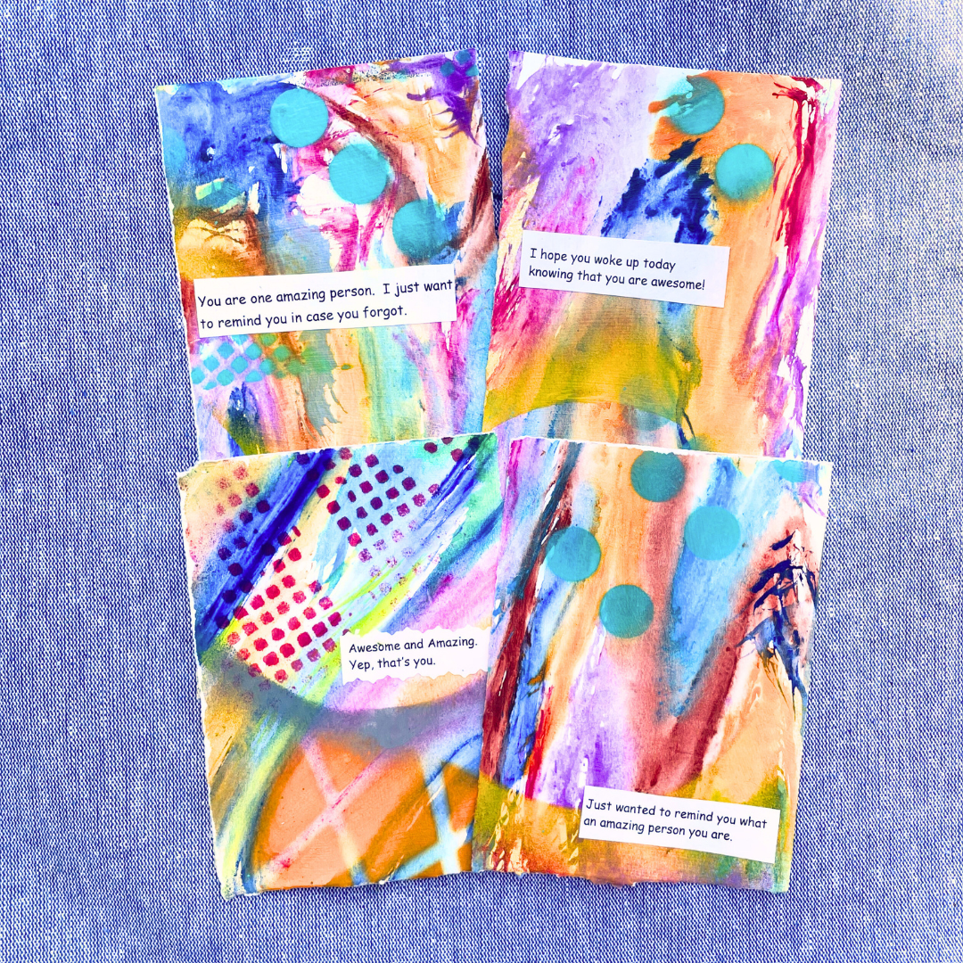 Good Vibes Snail Mail- Set of 4 Handpainted Cards with Envelopes, G