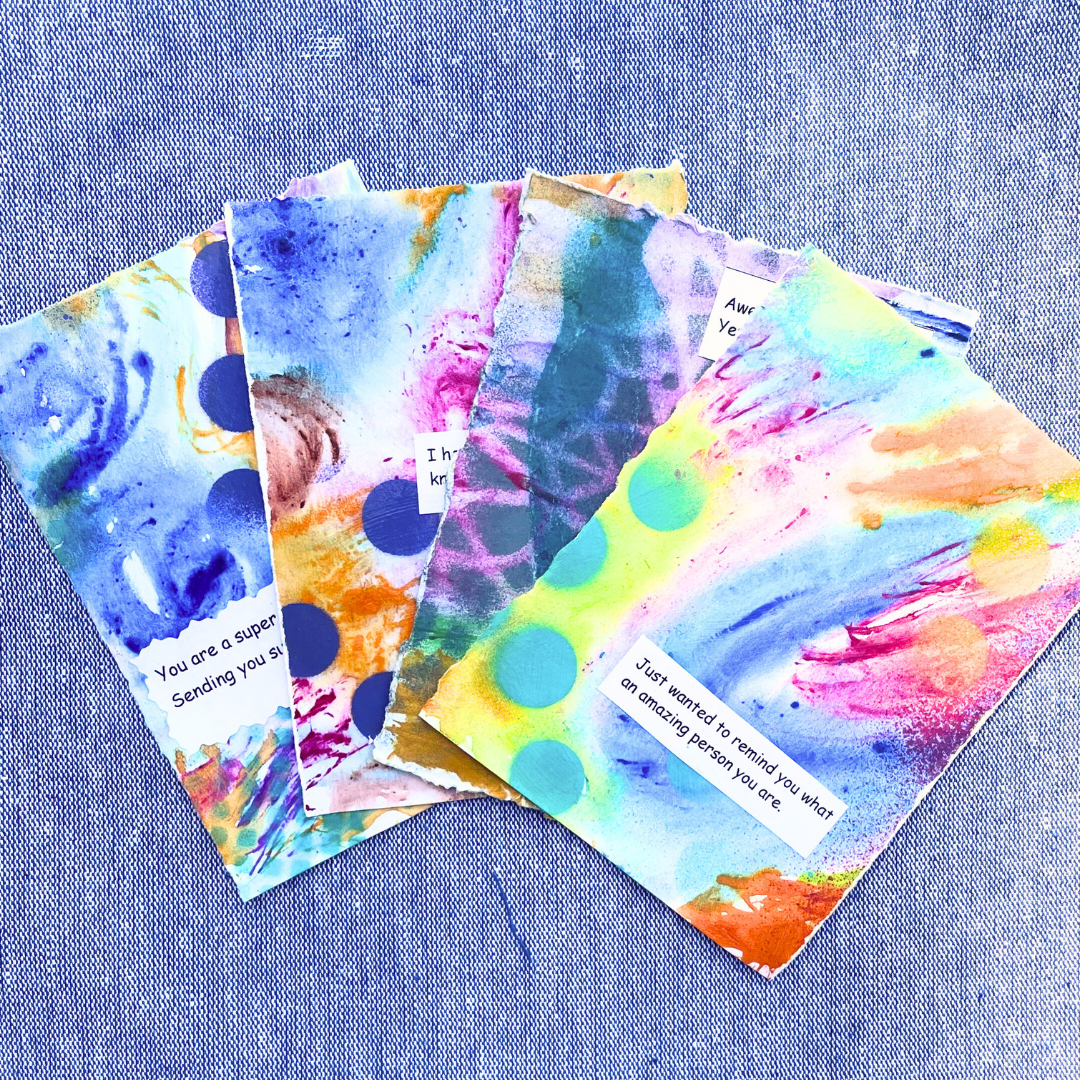 Good Vibes Snail Mail- Set of 4 Handpainted Cards with Envelopes, I