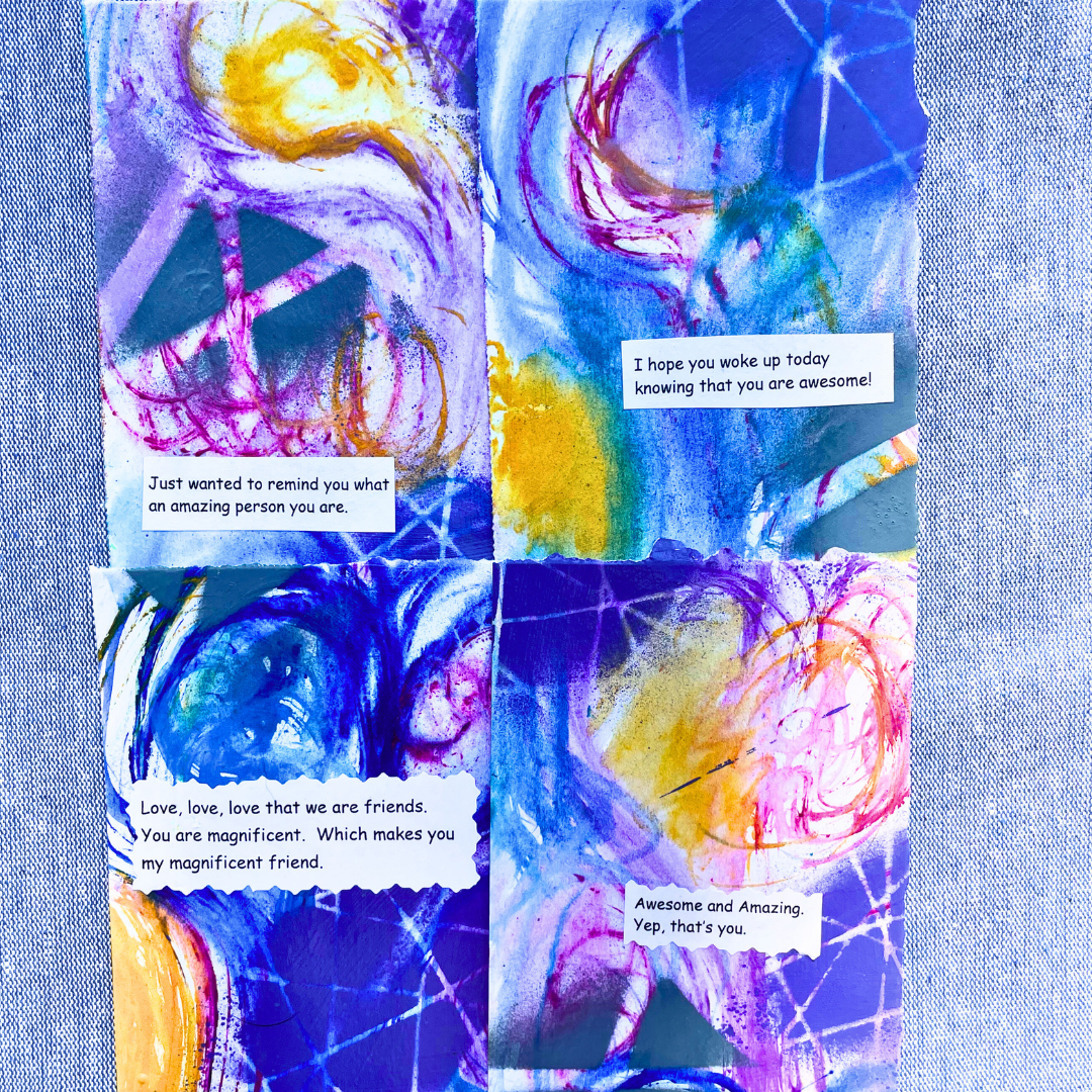 Good Vibes Snail Mail- Set of 4 Handpainted Cards with Envelopes, B