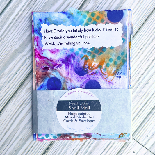 Good Vibes Snail Mail- Set of 4 Handpainted Cards with Envelopes, K