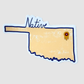 Tulsa Native Oklahoma die-cut sticker with yellow Oklahoma state outline, handwritten Native lettering, and a star marking Tulsa.