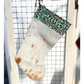 Cowhide Stocking with Teal Leather Tooling