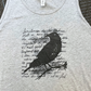 Gray Tank, Sleeveless Shirt with Crow Design