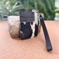 Black & White Cowhide Fur Womens Wallet with Removable Wristlet Strap